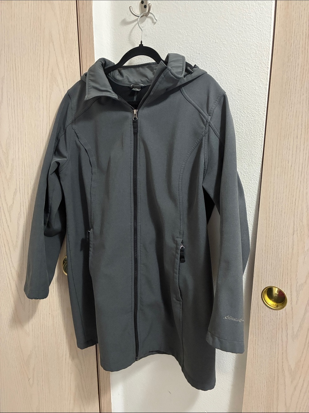 Eddie Bauer Dark Gray Hooded Utility Softshell Rain Jacket